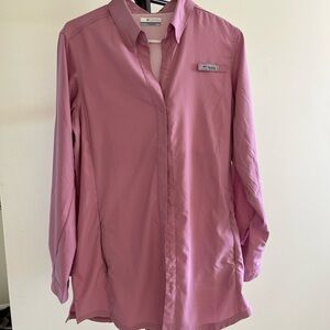 Columbia Women PFG Rose Pink Long Sleeve Outdoor Outsports Shirt size Medium